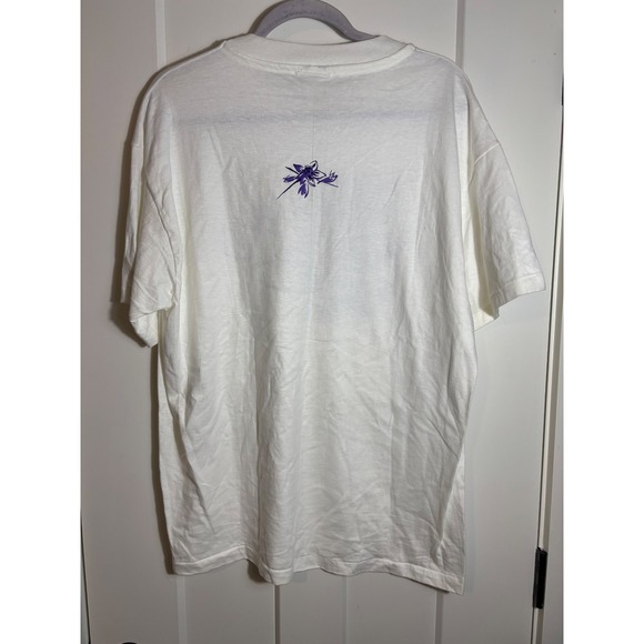 Vintage 90's L.L. Bean Purple Floral Graphic Tee Made in USA Single Stitch Large - Picture 2 of 7